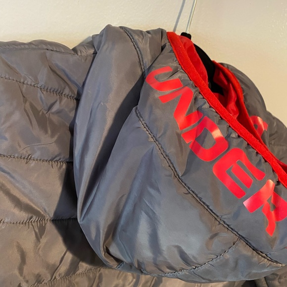 Under Armour Kids Puffer Jacket - Charcoal and Crimson - Picture 7 of 11